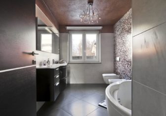 14967214 - modern bathroom with bathtub and washbasin