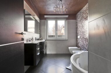 14967214 - modern bathroom with bathtub and washbasin